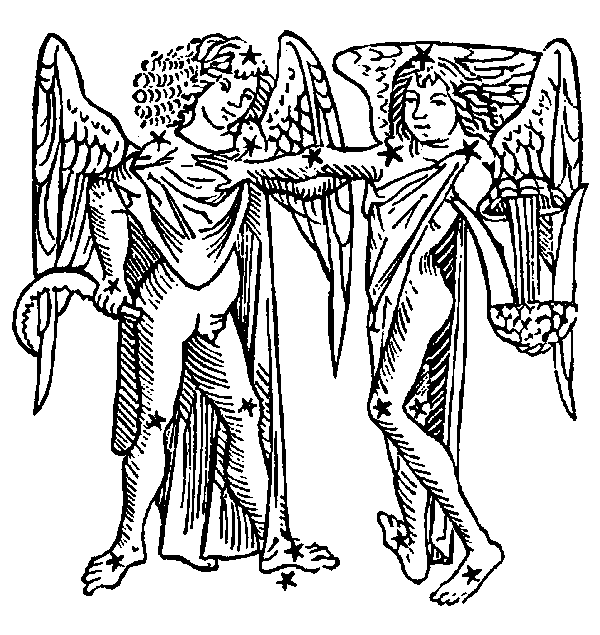 Gemini — Twins. Illustration from a 1482 edition of Poeticon Astronomicon, attributed to Hyginus.