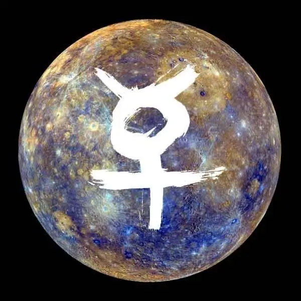 Mercury and its glyph.