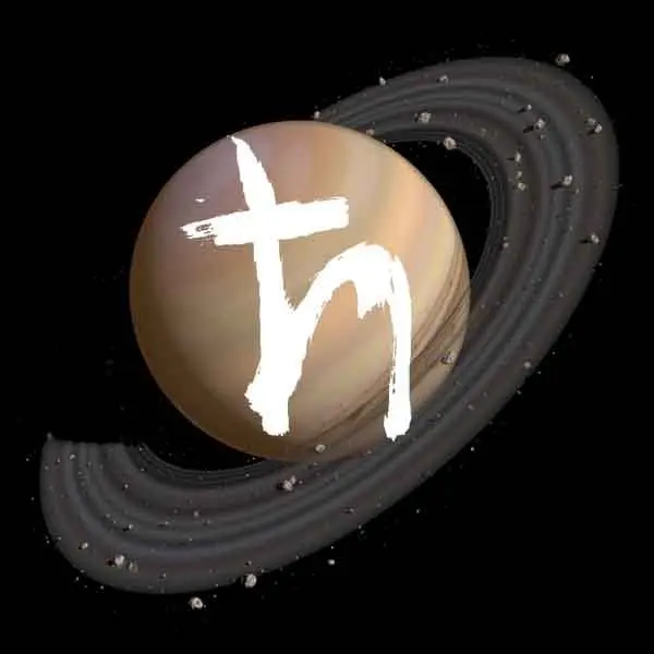 Saturn and its glyph.