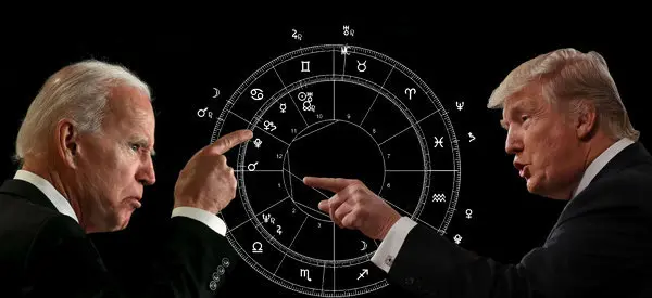 Donald Trump's and Joe Biden's horoscopes for the 2024 presidential election compared.