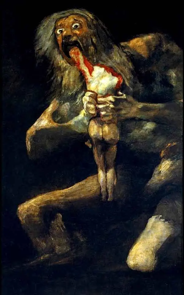 Saturn (Cronus) devouring his child, by Francisco de Goya, c. 1815.