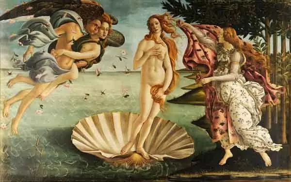 The birth of Venus. Painting by Botticelli, c. 1486.