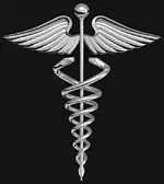 Caduceus, the staff of Mercury separating fighting serpents. Traditional symbol for medicine.