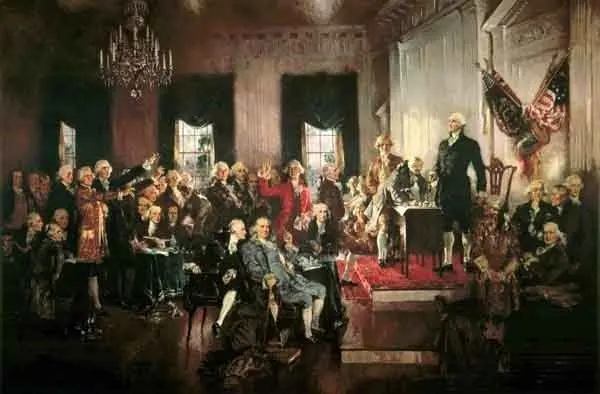 Signing of the Constitution in 1787. Painting by Howard Chandler Christy, 1940.
