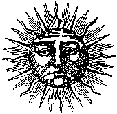 The sun, the basis of Zodiac sign astrology. Woodcut.